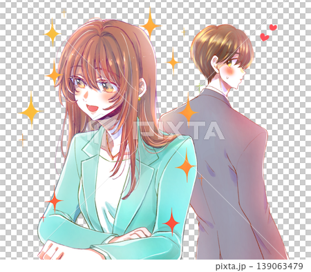 A man in love with a woman at work (wearing a suit) A man in love with a woman at work (wearing a suit) 139063479