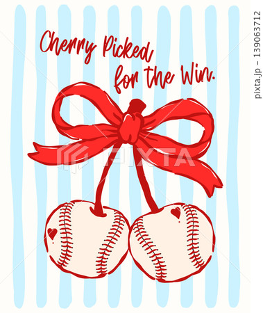 Coquette Baseball Cherries with Red Ribbon Bow Whimsical Sketchy Hand Drawn Shirt Design and Wall Art Printable Coquette Baseball Cherries with Red Ribbon Bow Whimsical Sketchy Hand Drawn Shirt Design and Wall Art Printable 139063712