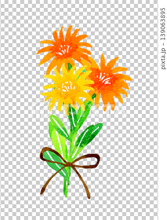 一束簡單的鮮豔鮮花;手繪水彩植物插圖。 一束簡單的鮮豔鮮花;手繪水彩植物插圖。 139063895