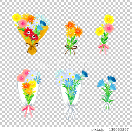 時尚花束套裝 - 手繪水彩植物插圖 時尚花束套裝 - 手繪水彩植物插圖 139063897