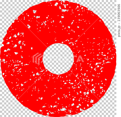 A red donut-shaped frame with a Japanese-style stamp design. A red donut-shaped frame with a Japanese-style stamp design. 139063986