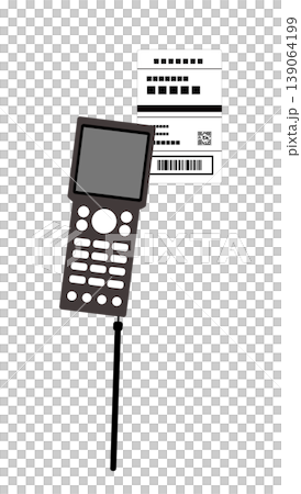 出荷ラベルをハンディスキャナーで読み取っているイラスト 出荷ラベルをハンディスキャナーで読み取っているイラスト 139064199