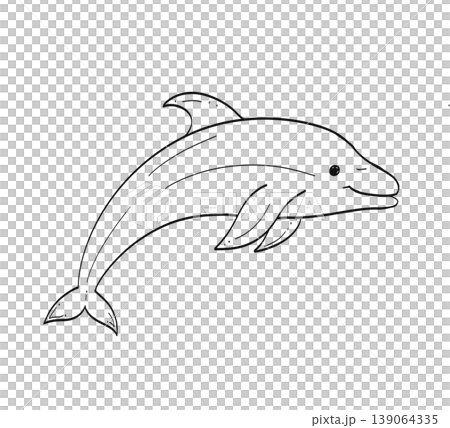 Jumping dolphin minimalist line drawing for marine conservation project on a transparent background 139064335