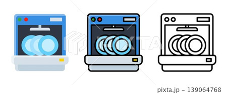 Dishwasher Appliance Icon Kitchen Cleaning Machine Vector 139064768