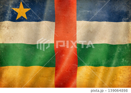 Old vintage flag of Central African Republic, worn and stained 139064898