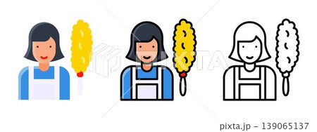 Cleaning Service Maid Housekeeping Worker Icon Vector 139065137