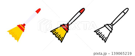 Magic Broom Fantasy Cartoon Icon Vector Design 139065219