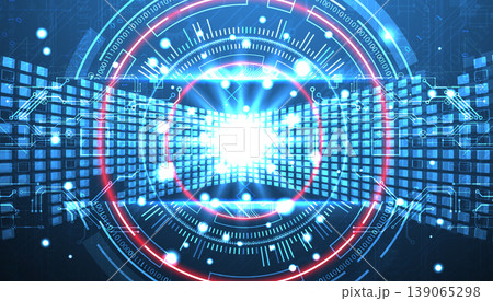 Abstract background. Scientific and technological concept with the use of technical elements formed in the shape of a circle. Vector 139065298