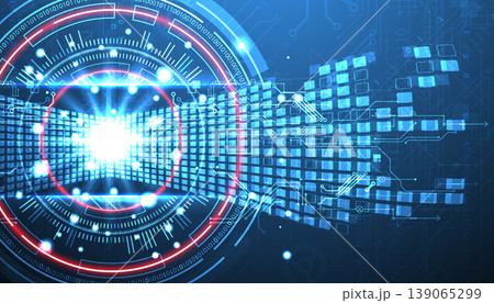 Abstract background. Scientific and technological concept with the use of technical elements formed in the shape of a circle. Vector 139065299