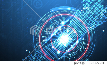 Abstract background. Scientific and technological concept with the use of technical elements formed in the shape of a circle. Vector 139065301
