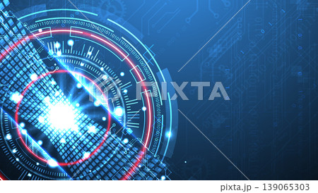 Abstract background. Scientific and technological concept with the use of technical elements formed in the shape of a circle. Vector 139065303