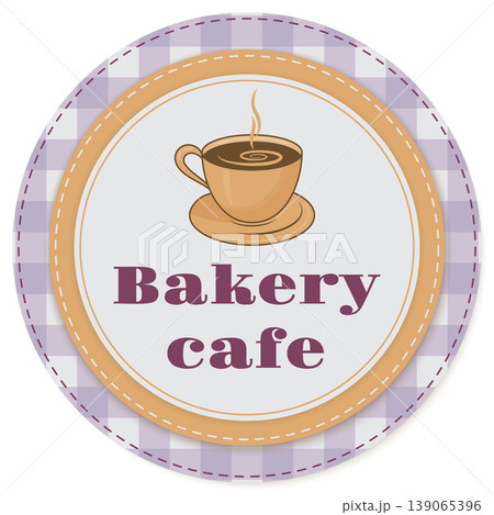 bakery cafe circle label with cup of coffee 139065396