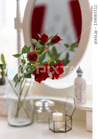 Romantic Details of White Vintage Dressing Table 139065512