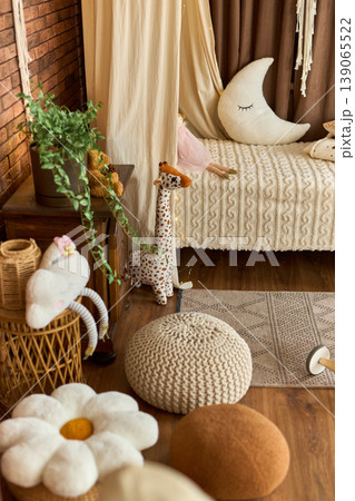 Cozy Kids Room Details with Poufs and Toys Cozy Kids Room Details with Poufs and Toys 139065522
