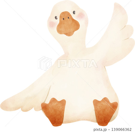 Goose Soft Watercolor Clipart Cute Goose Poses Hand drawing Illustration Goose Soft Watercolor Clipart Cute Goose Poses Hand drawing Illustration 139066362