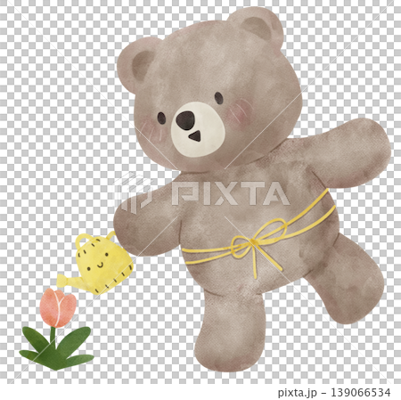 Spring Bear Coquette Joyful Spring Garden Nature cute hand drawing cartoon watercolor illustration Spring Bear Coquette Joyful Spring Garden Nature cute hand drawing cartoon watercolor illustration 139066534