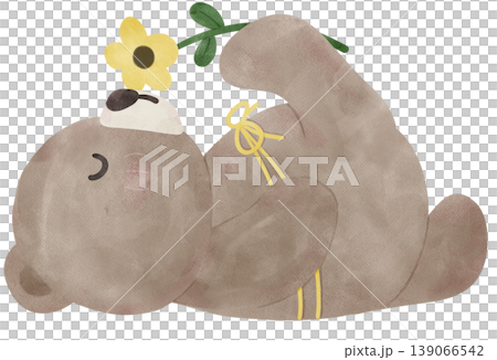 Spring Bear Coquette Joyful Spring Garden Nature cute hand drawing cartoon watercolor illustration 139066542