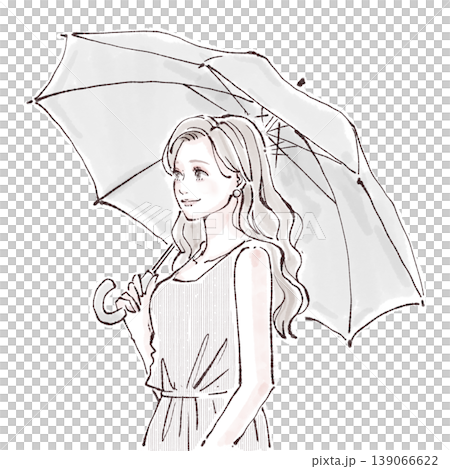 雨季雨天,一位女子/女孩撐著傘 / 水彩風格,手繪插圖素材。 雨季雨天,一位女子/女孩撐著傘 / 水彩風格,手繪插圖素材。 139066622