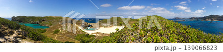 小笠原諸島南島の広角パノラマ、扇池とボニンブルーの絶景 139066823