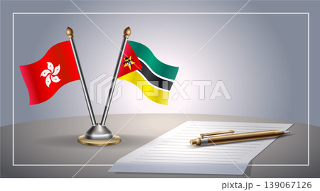 Small national flag of Hong Kong and Mozambique flag Relation, Template Vector Illustration Small national flag of Hong Kong and Mozambique flag Relation, Template Vector Illustration 139067126