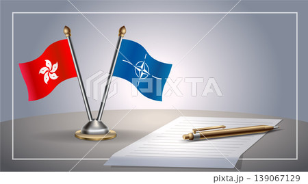 Small national flag of Hong Kong and NATO flag Relation, Template Vector Illustration 139067129