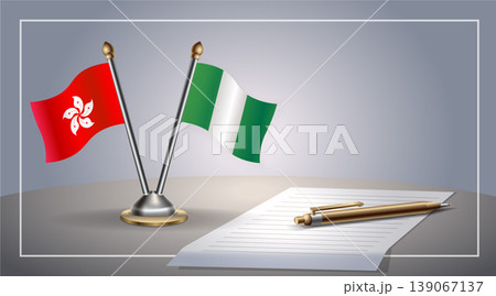 Small national flag of Hong Kong and Nigeria flag Relation, Template Vector Illustration 139067137