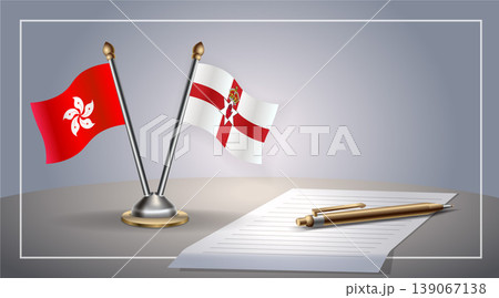Small national flag of Hong Kong and Northern Ireland flag Relation, Template Vector Illustration 139067138