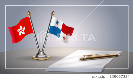Small national flag of Hong Kong and Panama flag Relation, Template Vector Illustration 139067324