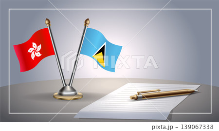 Small national flag of Hong Kong and ST. Lucia flag Relation, Template Vector Illustration 139067338