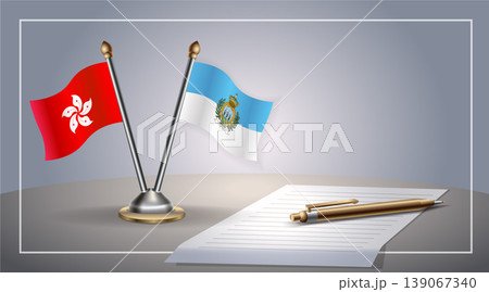 Small national flag of Hong Kong and San Marino flag Relation, Template Vector Illustration 139067340