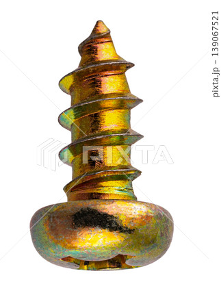 Construction screw close-up on a white isolated background Construction screw close-up on a white isolated background 139067521