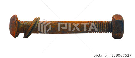 rusty construction bolt close-up on white isolated background rusty construction bolt close-up on white isolated background 139067527