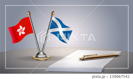 Small national flag of Hong Kong and Scotland flag Relation, Template Vector Illustration 139067542