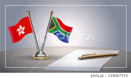 Small national flag of Hong Kong and South Africa flag Relation, Template Vector Illustration 139067554