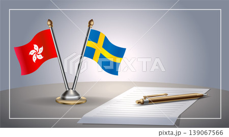 Small national flag of Hong Kong and Sweden flag Relation, Template Vector Illustration 139067566