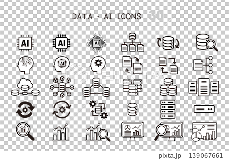 Data Analysis/AI Line Icon Set 139067661