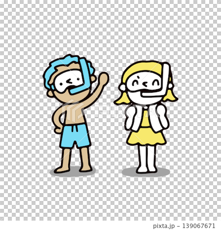 An illustration of two children snorkeling. An illustration of two children snorkeling. 139067671