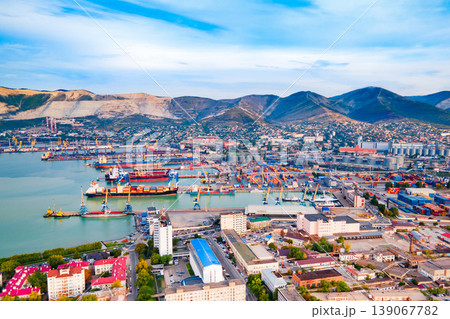 Novorossiysk city aerial panoramic view 139067782