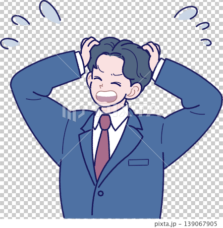 焦っているスーツ姿の若い男性のイラスト 焦っているスーツ姿の若い男性のイラスト 139067905