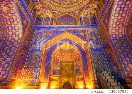 Registan mosaic pattern design background, Samarkand Registan mosaic pattern design background, Samarkand 139067923