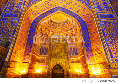 Registan mosaic pattern design background, Samarkand Registan mosaic pattern design background, Samarkand 139067925