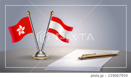 Small national flag of Hong Kong and Tahiti flag Relation, Template Vector Illustration 139067950