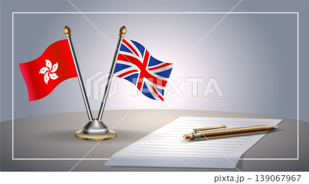 Small national flag of Hong Kong and United Kingdom flag Relation, Template Vector Illustration 139067967