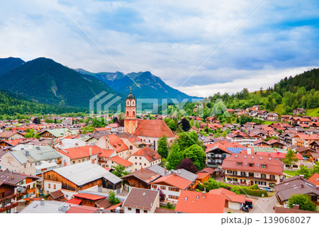 Mittenwald town aerial panoramic view, Germany Mittenwald town aerial panoramic view, Germany 139068027