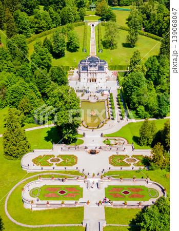 Schloss Linderhof Palace aerial panoramic view Schloss Linderhof Palace aerial panoramic view 139068047