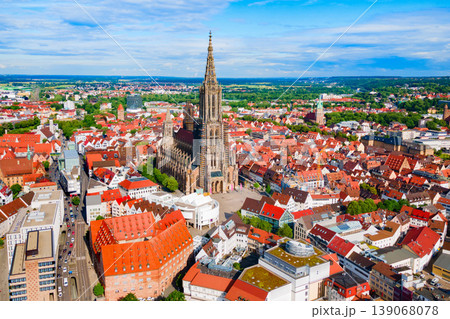Ulm Minster Church aerial panoramic view, Germany 139068078