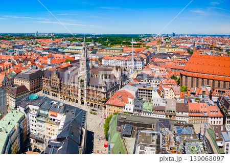 Marienplatz aerial panoramic view in Munich city, Germany Marienplatz aerial panoramic view in Munich city, Germany 139068097