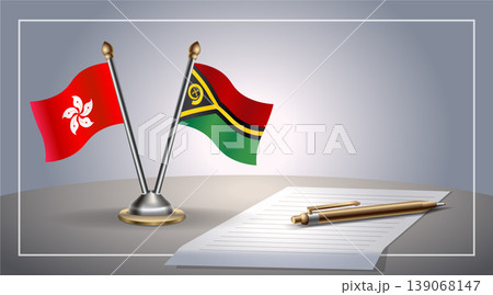 Small national flag of Hong Kong and Vanuatu flag Relation, Template Vector Illustration 139068147