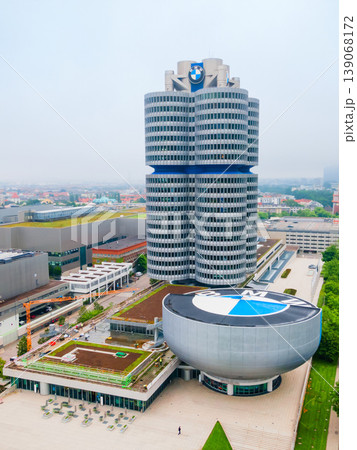BMW Museum aerial panoramic view, Munich BMW Museum aerial panoramic view, Munich 139068172