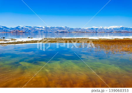 Karakul lake in the Pamir Mountains in Tajikistan Karakul lake in the Pamir Mountains in Tajikistan 139068353